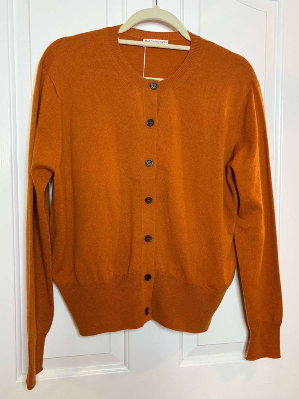 NWT ELGIN exclusive for RTW burnt pumpkin Scottish cashmere cardigan size L